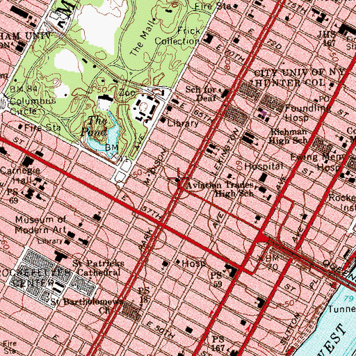 Topographic Map of Grolier Club, NY