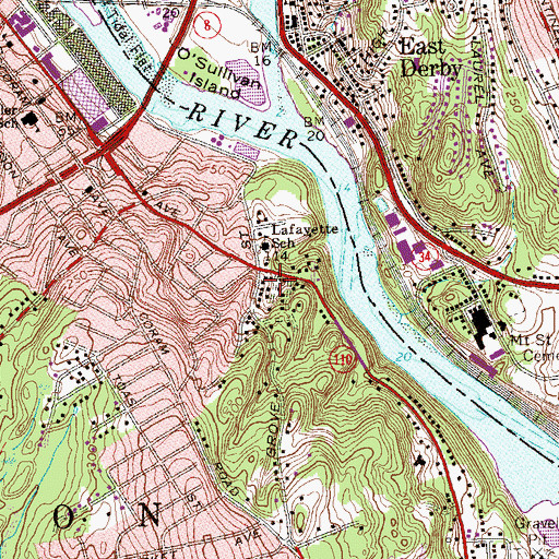 Topographic Map of Lafayette School, CT