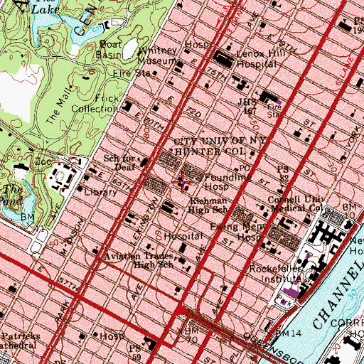 Topographic Map of Kennedy Child Study Center, NY
