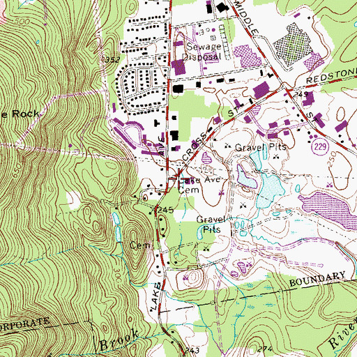 Topographic Map of Lake Ave Cemetery, CT