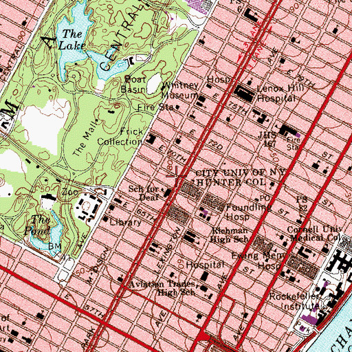 Topographic Map of Istituto Italiano Di Cultura, NY