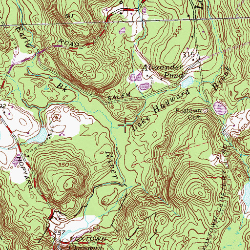Topographic Map of Lake Hayward Brook, CT