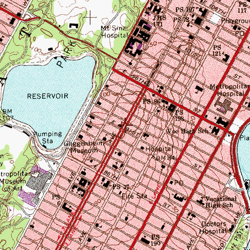 Topographic Map of Brick Presbyterian Church, NY