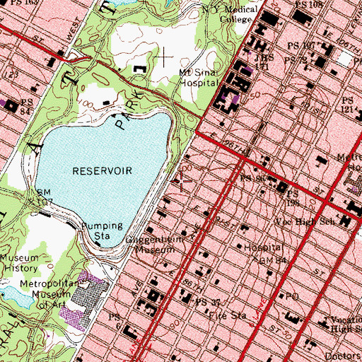 Topographic Map of Jewish Museum, NY