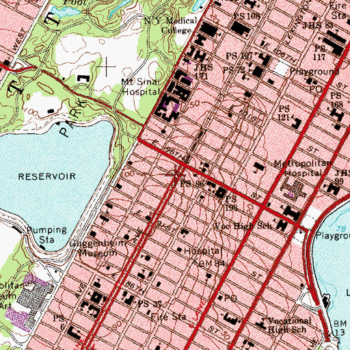 Topographic Map of Hunter College Campus Schools, NY