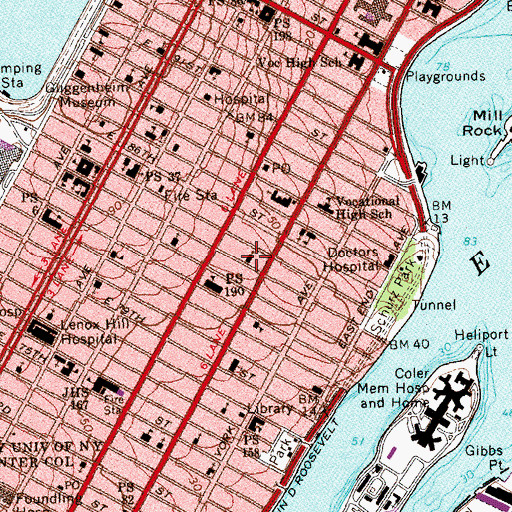 Topographic Map of Deutsche Evangelische Kirche von Yorkville (historical), NY