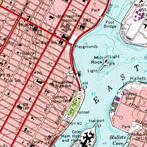 Topographic Map of Asphalt Green Aquacenter, NY