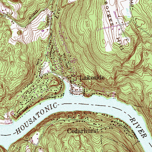 Topographic Map of Lakeside, CT
