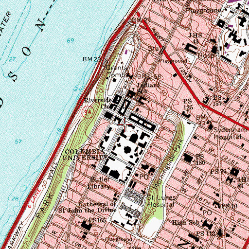 Topographic Map of Morningside Heights, NY