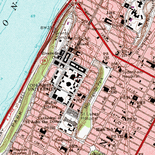 Topographic Map of Sherman Fairchild Center for the Life Sciences, NY