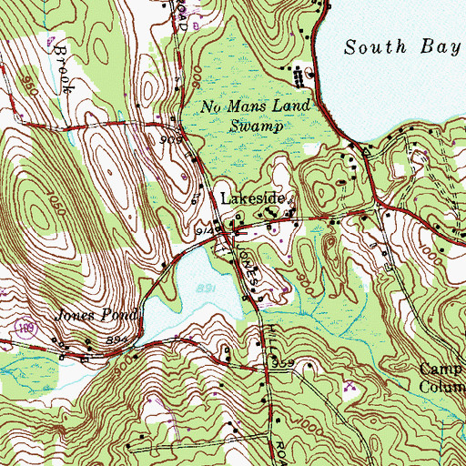 Topographic Map of Lakeside, CT