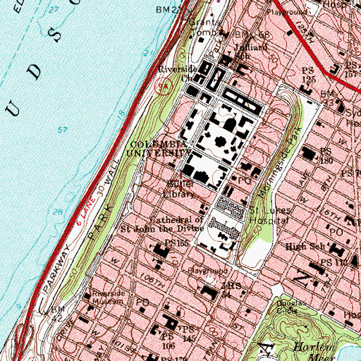 Topographic Map of Broadway Residence Hall, NY