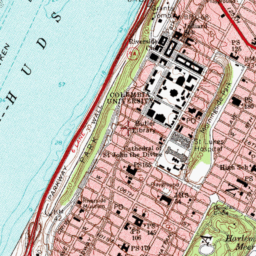 Topographic Map of Bank Street College of Education, NY