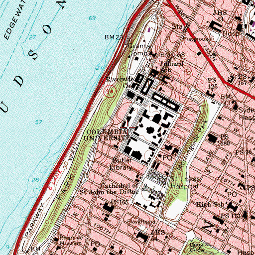 Topographic Map of Helen Reid Hall, NY