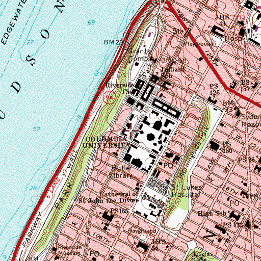 Topographic Map of Iphigene Ochs Sulzberger Hall, NY