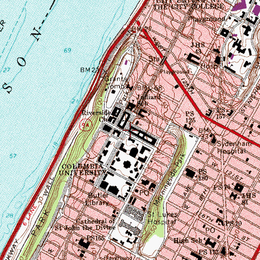 Topographic Map of Horace Mann Hall, NY