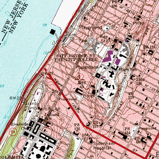 Topographic Map of Manhattanville, NY