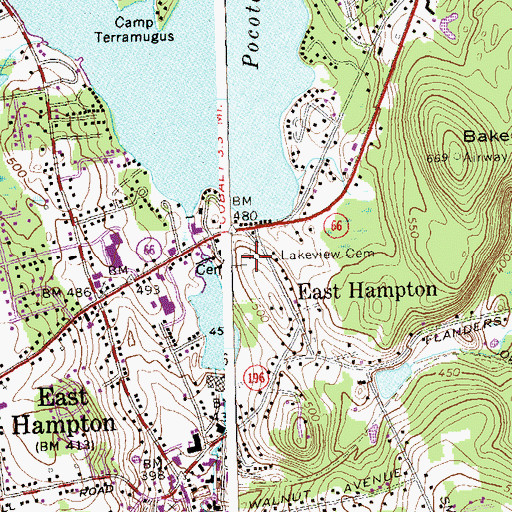 Topographic Map of Lakeview Cemetery, CT