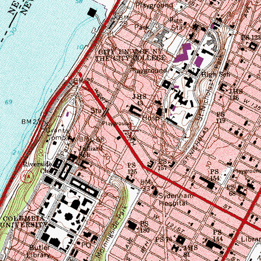 Topographic Map of Manhattanville Neighborhood Center, NY