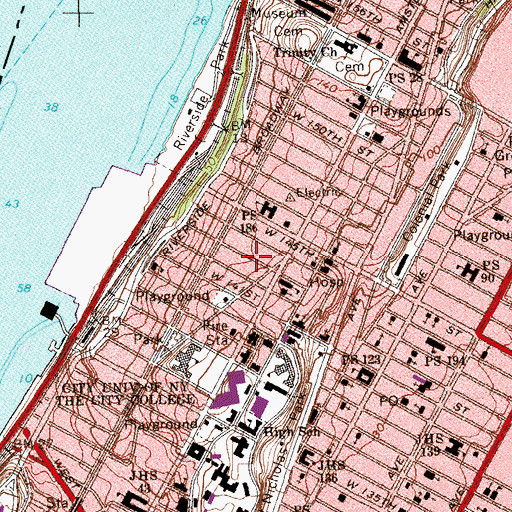 Topographic Map of Hamilton Heights, NY
