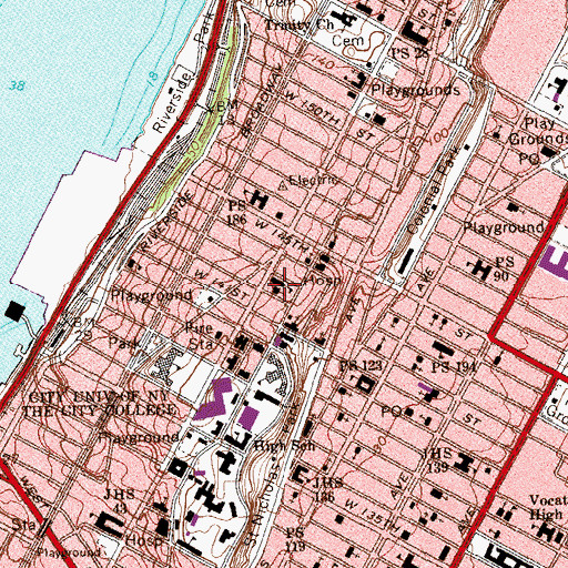Topographic Map of Our Lady of Lourdes Church, NY