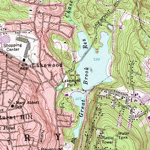 Topographic Map of Lakewood Park, CT