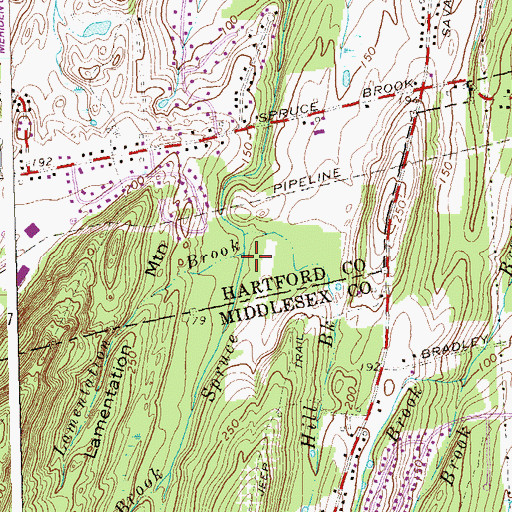 Topographic Map of Lamentation Brook, CT