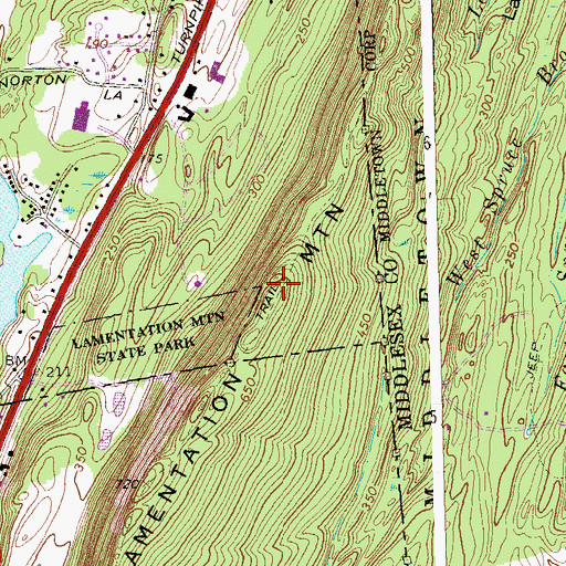 Topographic Map of Lamentation Mountain, CT