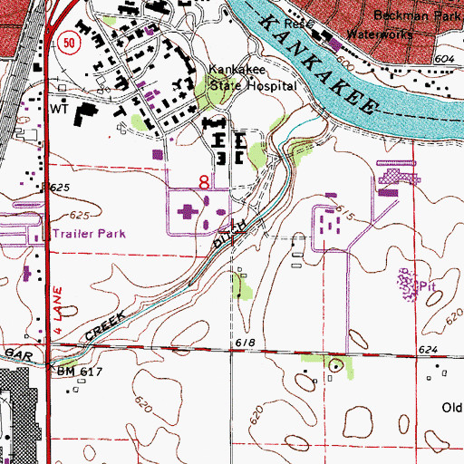 Topographic Map of Brainard Creek, IL