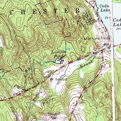 Topographic Map of Lampes Pond, CT