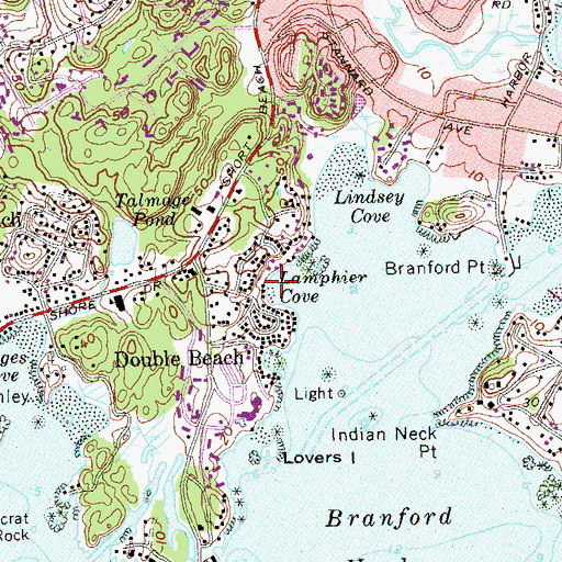 Topographic Map of Lamphier Cove, CT