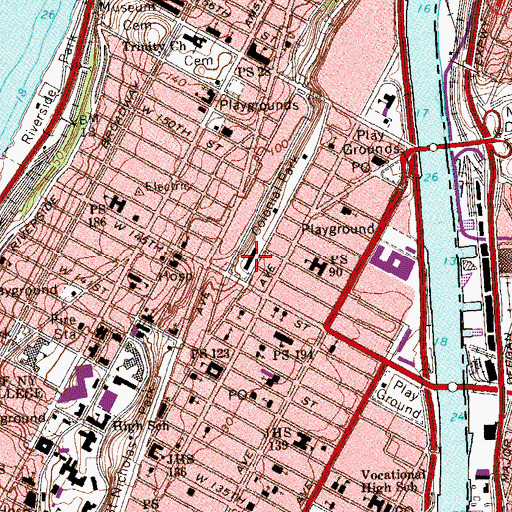 Topographic Map of Jackie Robinson Play Center, NY