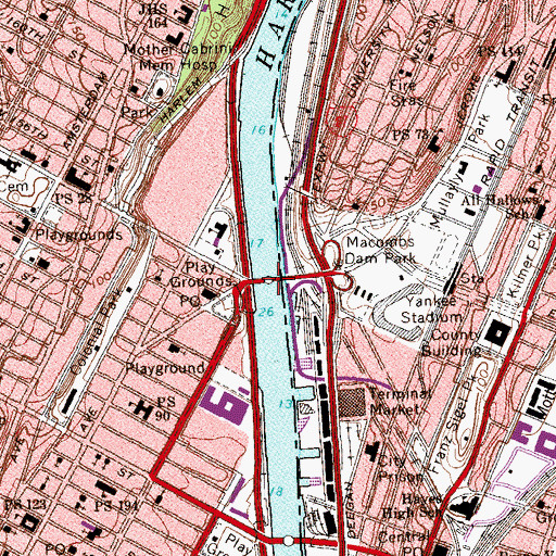 Topographic Map of Macomb's Dam Bridge, NY