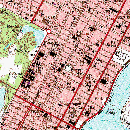 Topographic Map of Julio De Burgos Latino Cultural Center, NY