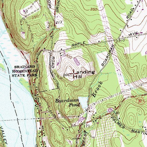 Topographic Map of Landing Hill, CT