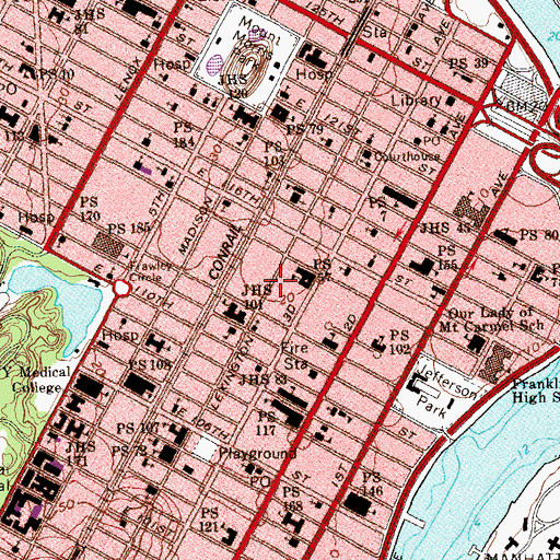 Topographic Map of James Weldon Johnson Houses, NY