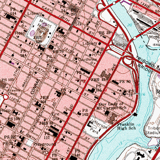 Topographic Map of First German Baptist Church of Harlem (historical), NY