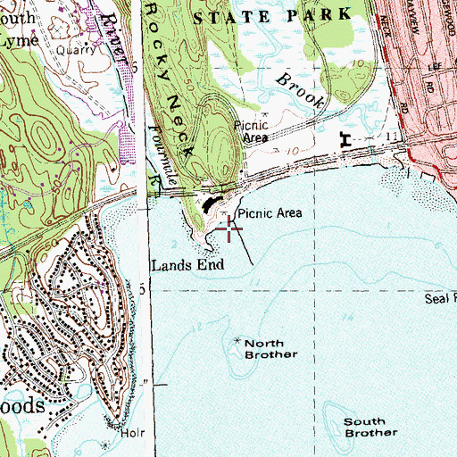 Topographic Map of Lands End, CT