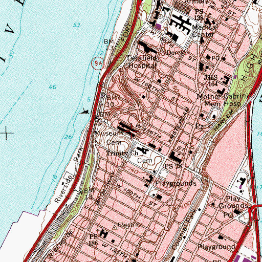 Topographic Map of Hispanic Society of America, NY