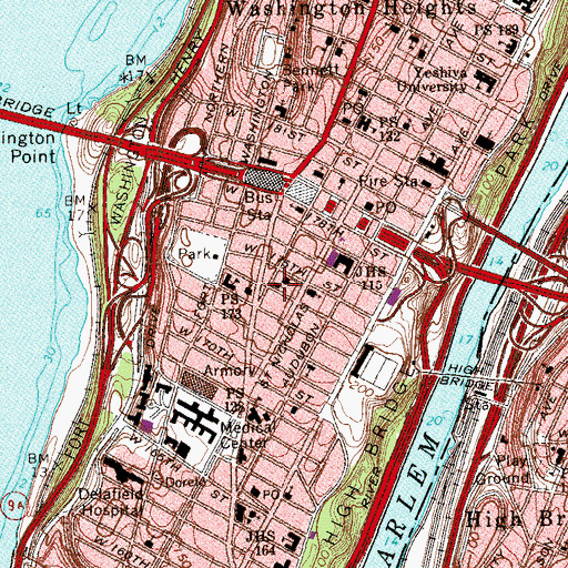 Topographic Map of Fort Washington Presbyterian Church, NY