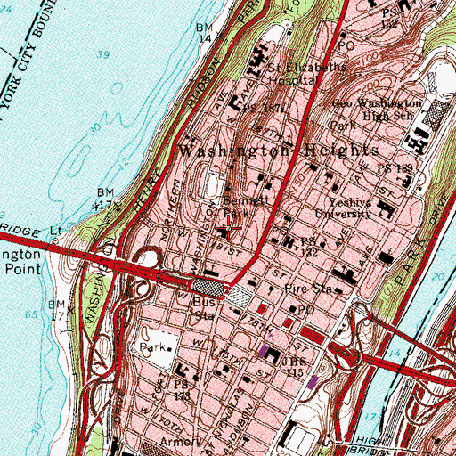 Topographic Map of Fort Washington Collegiate Church, NY