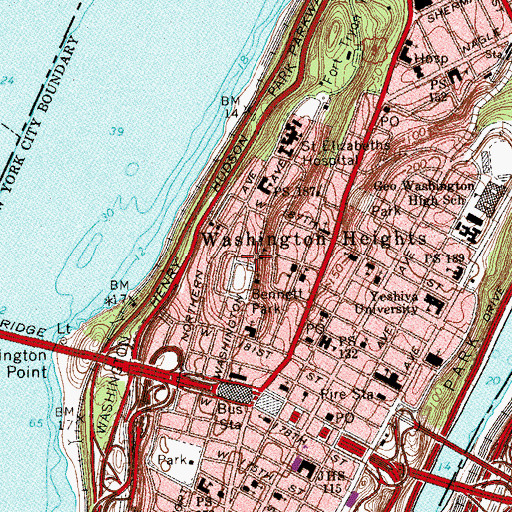 Topographic Map of Hebrew Tabernacle of Washington Heights, NY