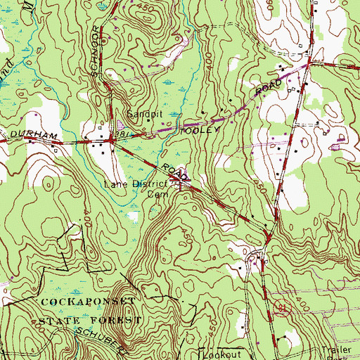 Topographic Map of Lane District Cemetery, CT