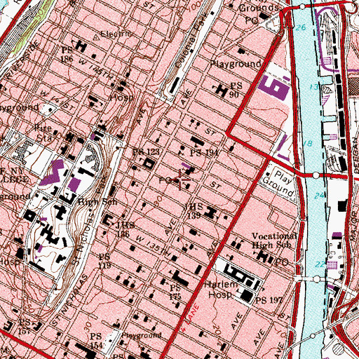 Topographic Map of College Station New York Post Office, NY