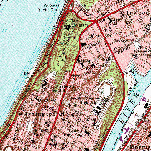 Topographic Map of Fort George Station New York Post Office, NY