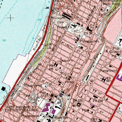 Topographic Map of Hamilton Grange Station New York Post Office, NY