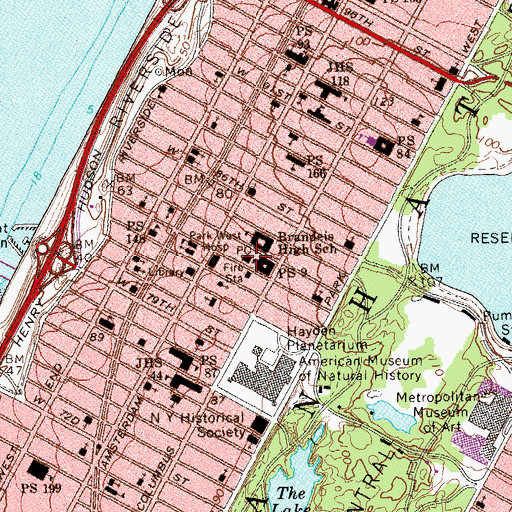 Topographic Map of Planetarium Station New York Post Office, NY