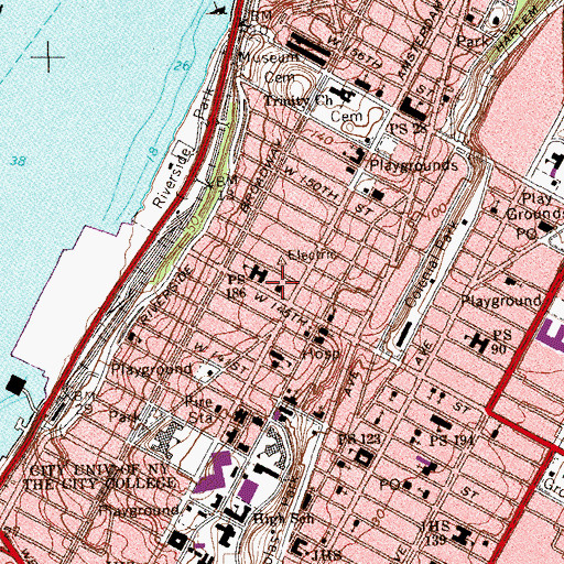 Topographic Map of Hamilton Grange Branch New York Public Library, NY
