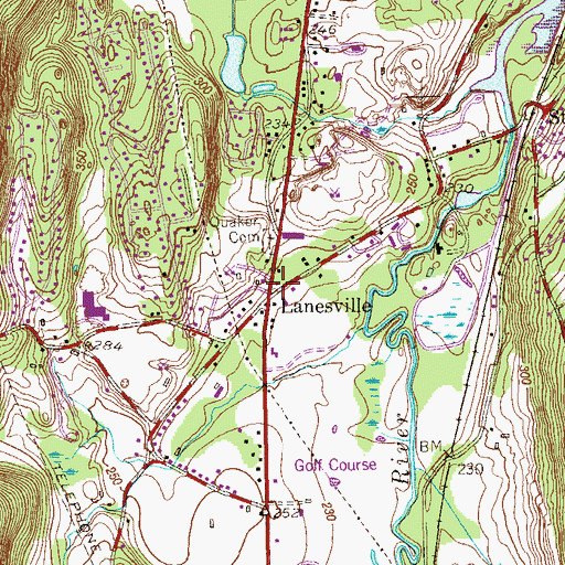 Topographic Map of Lanesville, CT