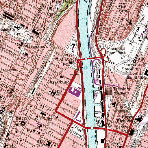 Topographic Map of Macomb's Bridge Branch New York Public Library, NY